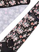 Black Printed Necktie & Pocket Square Set - TOSSIDO