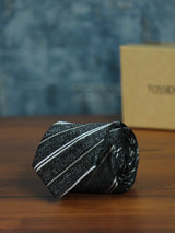 Black Stripe Woven Necktie - TOSSIDO