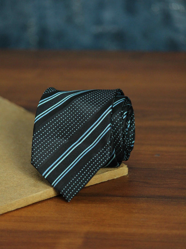 Black Stripe Woven Necktie - TOSSIDO