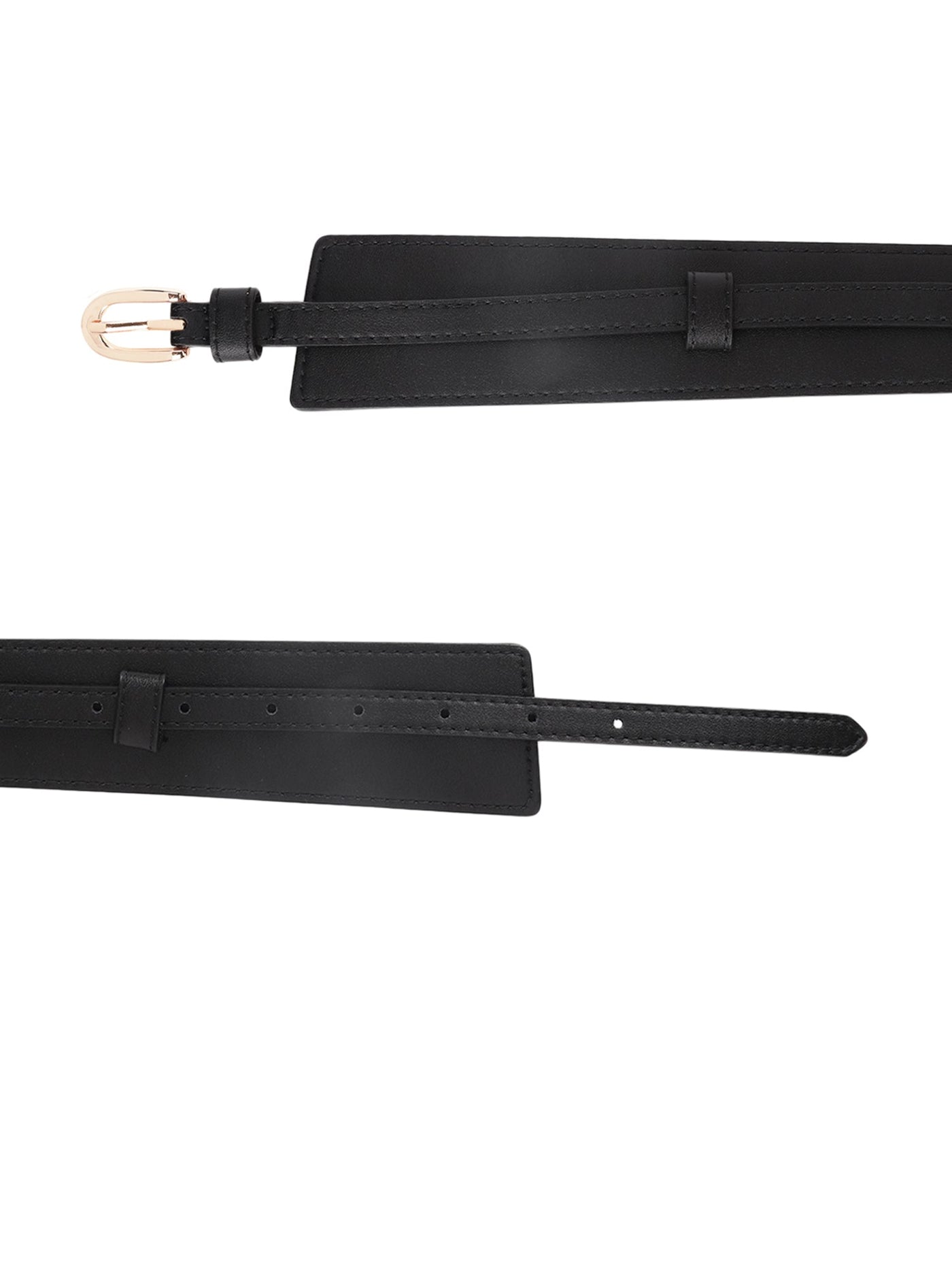 Black Women's Vegan Leather Belt and Gold Buckle