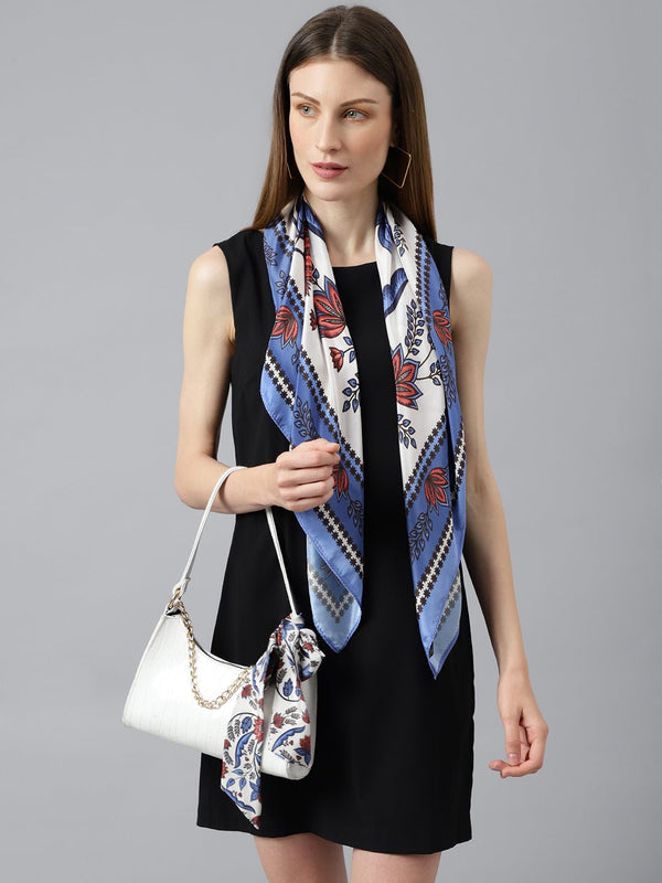 Blooming Blue Scarf And Bag Scarf Set - TOSSIDO