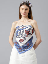 Blooming Blue Scarf And Bag Scarf Set - TOSSIDO