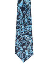 Blue Base Printed Necktie & Pocket Square Set - TOSSIDO