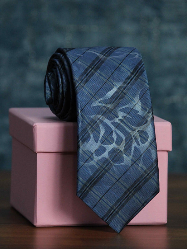 Blue Checkered Woven Necktie - TOSSIDO