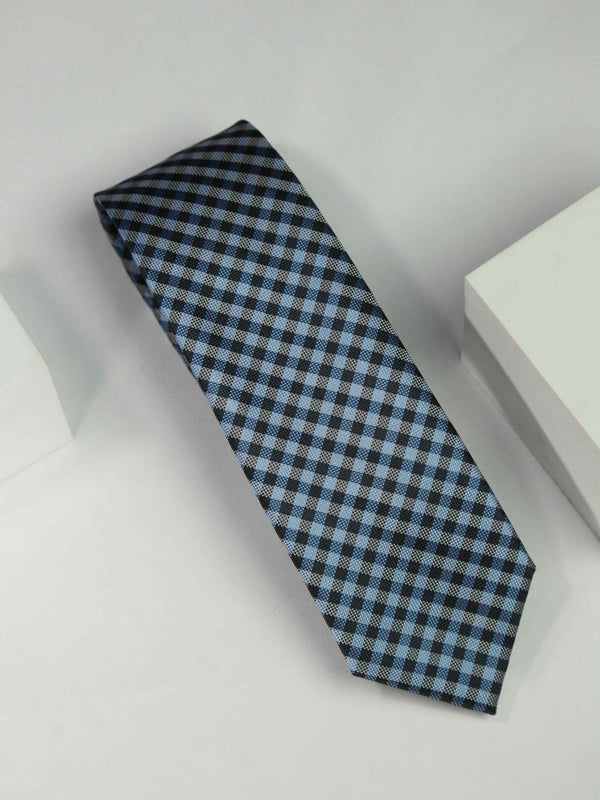 Blue Checkered Woven Necktie - TOSSIDO