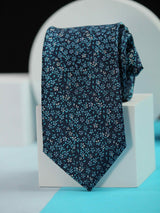 Blue Floral Handmade Silk Necktie - TOSSIDO