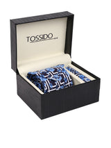 Blue Floral Necktie & pocket square giftset - TOSSIDO