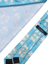 Blue Floral Printed Necktie & Pocket Square Giftset - TOSSIDO