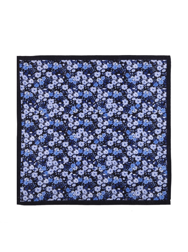 Blue Floral Printed Necktie & Pocket Square Set - TOSSIDO