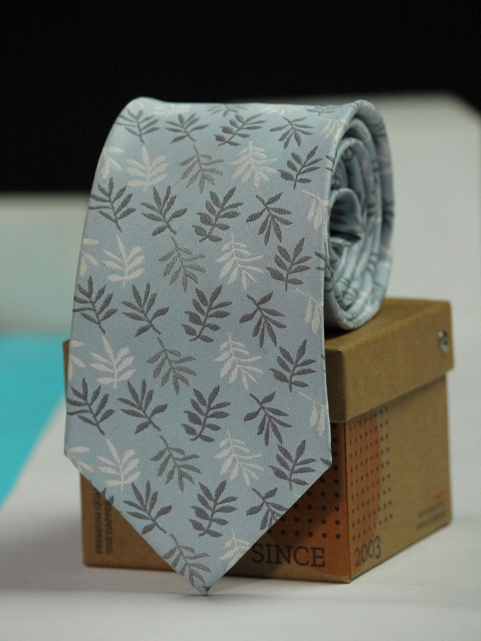Blue Floral Woven Necktie