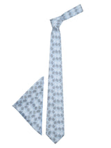 Blue Floral Woven Necktie & Pocket Square - TOSSIDO