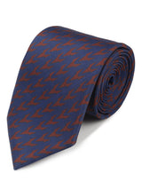Blue geometric necktie in printed microfiber, styled with shirt