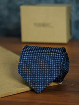 Blue Geometric Woven Necktie - TOSSIDO
