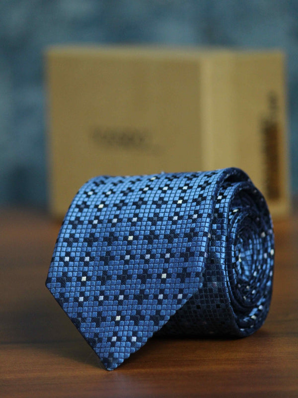 Blue Geometric Woven Necktie - TOSSIDO