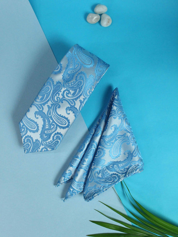 Blue Paisley Necktie & Pocket Square Giftset - TOSSIDO