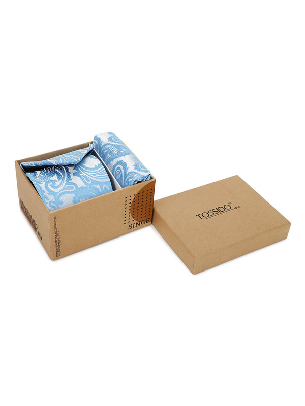Blue Paisley Necktie & Pocket Square Giftset - TOSSIDO
