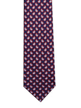 Blue Paisley Necktie – blue paisley with red and white detail, close-up of the paisley print
