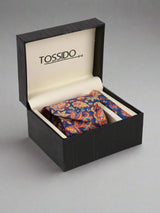 Blue Paisley Printed Necktie & Pocket Square Giftset - TOSSIDO