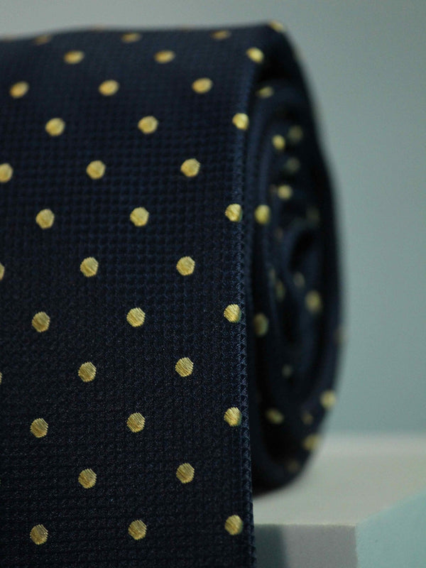Blue Polka Handmade Silk Necktie - TOSSIDO