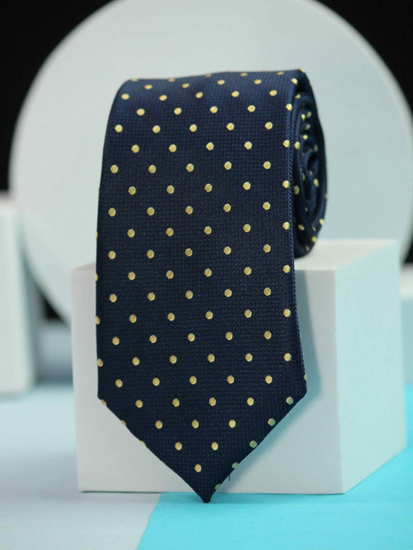 Blue Polka Handmade Silk Necktie - TOSSIDO