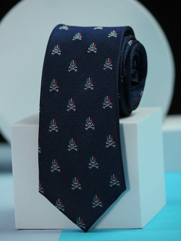 Blue Skull Handmade Silk Necktie - TOSSIDO