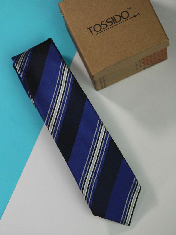 Blue Stripe Skinny Necktie - TOSSIDO