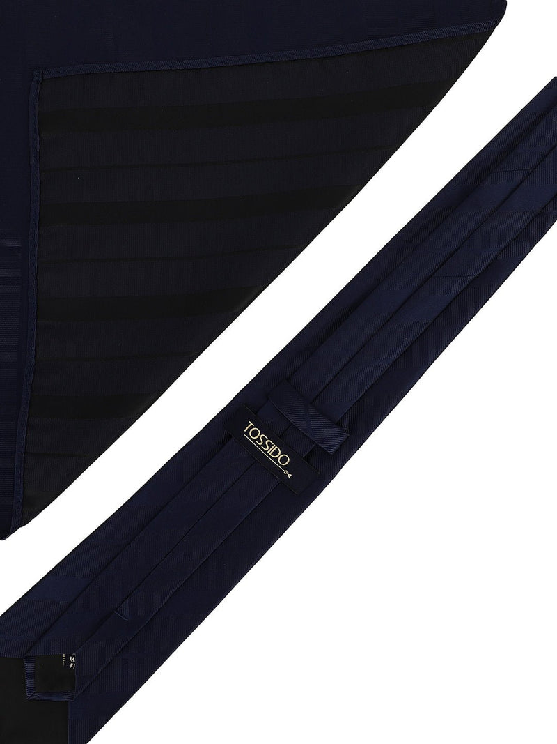 Blue Striped Necktie & Pocket Square Giftset - TOSSIDO