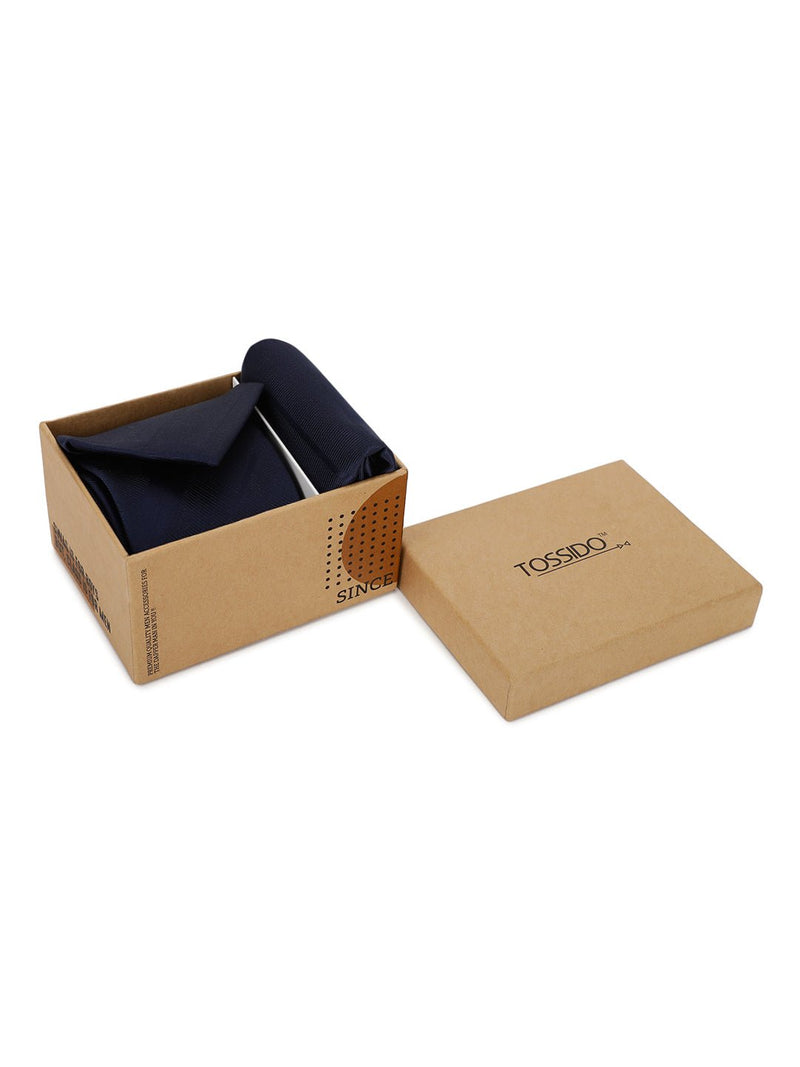 Blue Striped Necktie & Pocket Square Giftset - TOSSIDO