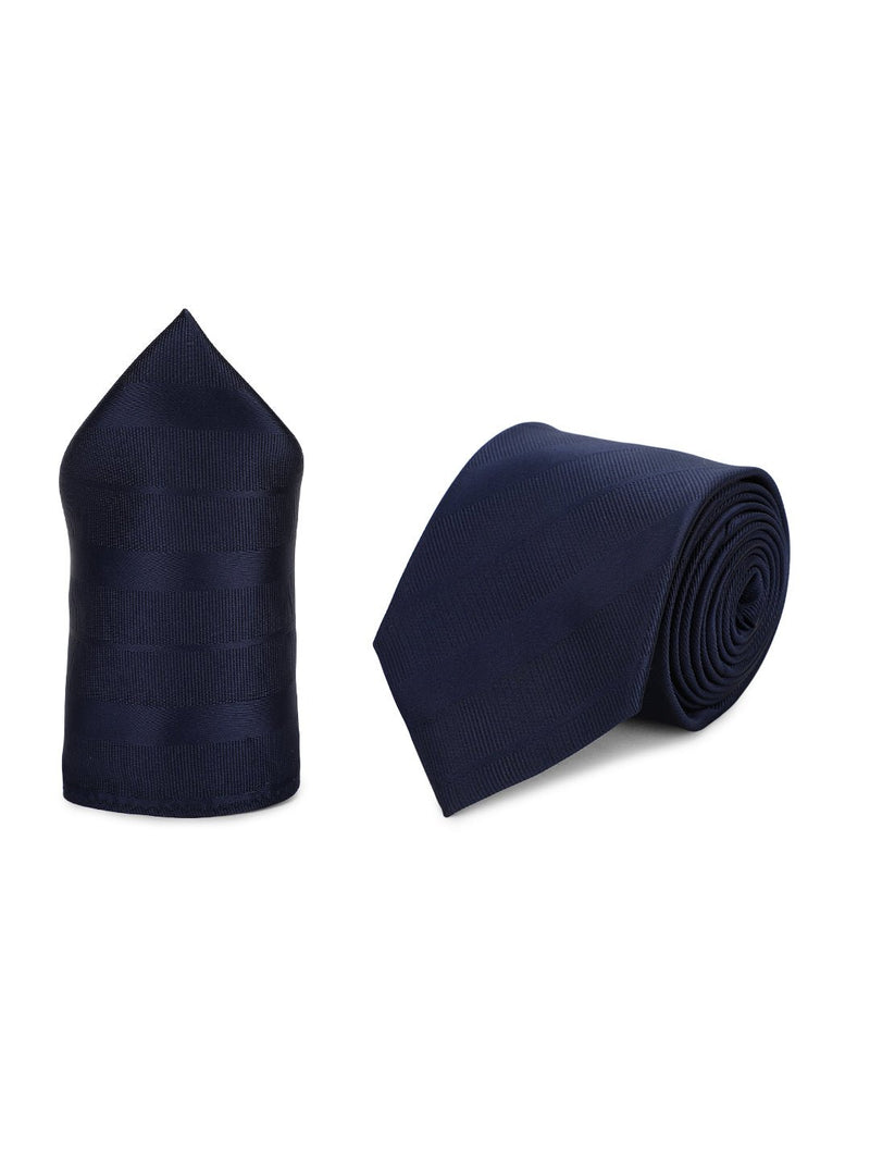 Blue Striped Necktie & Pocket Square Giftset - TOSSIDO
