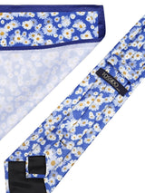 Blue & White Printed Necktie & Pocket Square Set - TOSSIDO