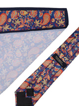 Blue & Yellow Paisley Printed Necktie & Pocket Square Set - TOSSIDO