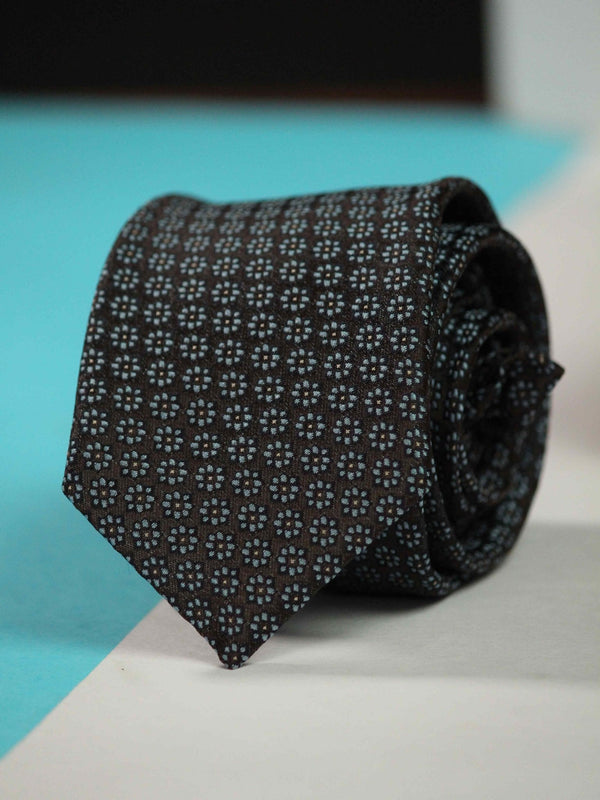 Brown Floral Skinny Necktie - TOSSIDO