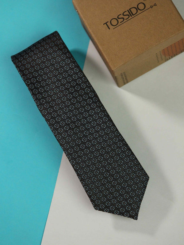 Brown Floral Skinny Necktie - TOSSIDO