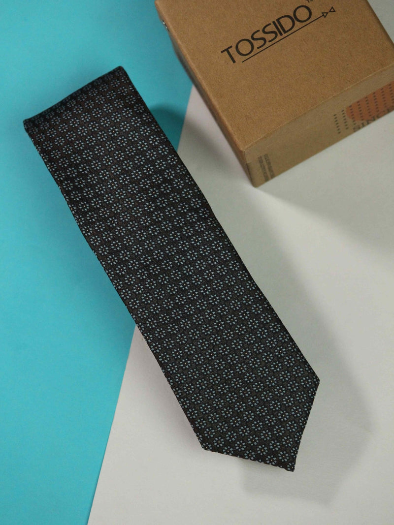 Brown Floral Skinny Necktie - TOSSIDO