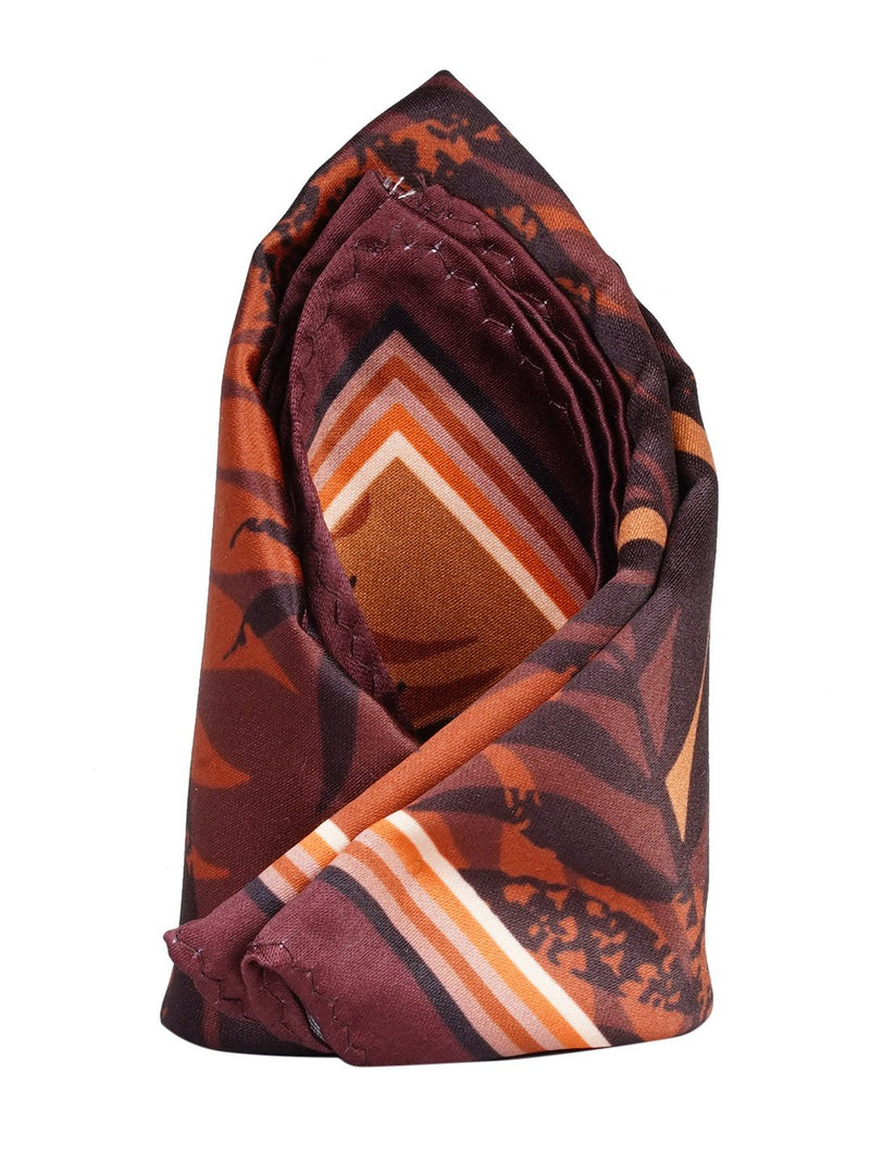 Brown Printed Pocket Square - TOSSIDO