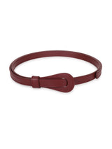 Burgundy Slim Vegan Leather Women's Belt - TOSSIDO