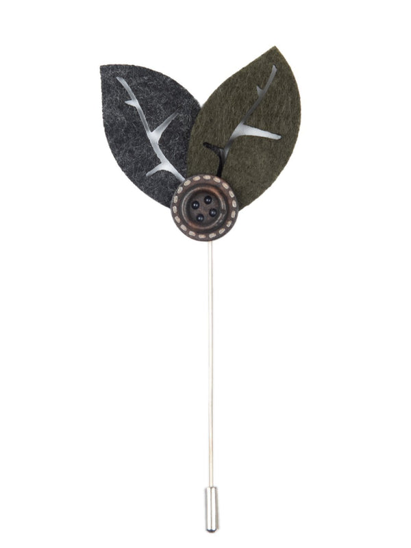 Charcoal Leaf Lapel Pin - TOSSIDO