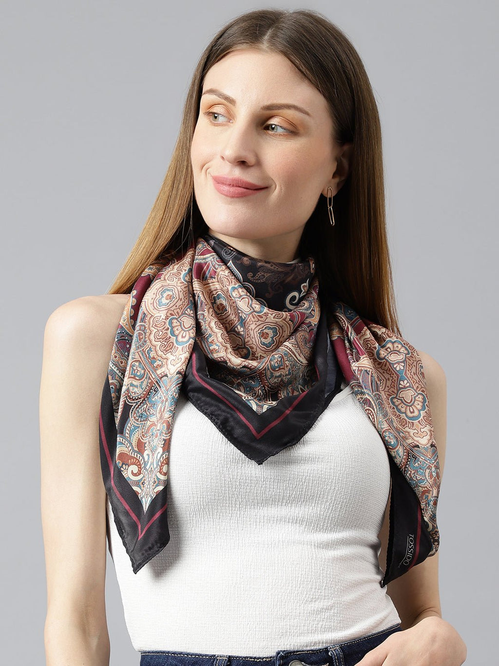 Classical Bar Scarf and Bag Scarf Set - Main Image