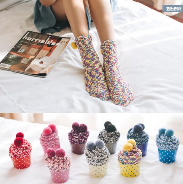 Cozy Cupcake Pom Pom Socks for Winter - TOSSIDO