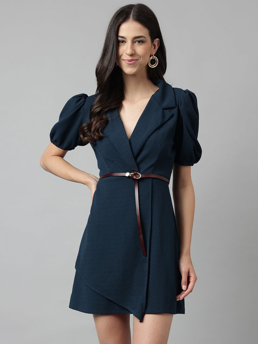 Dark Brown Slim Vegan Leather Women's Belt