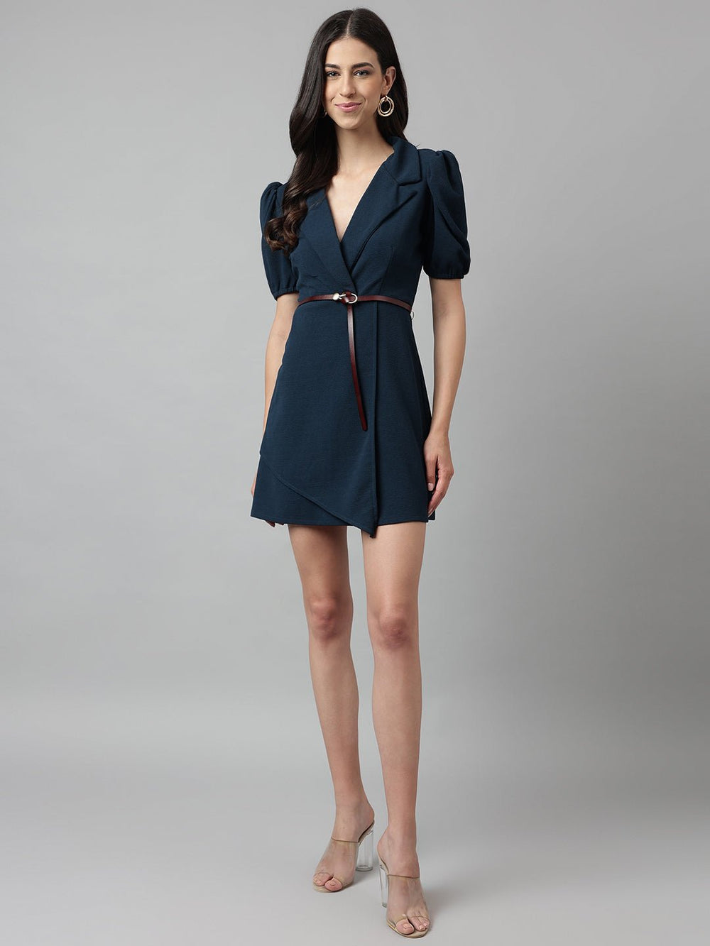 Dark Brown Slim Vegan Leather Women's Belt