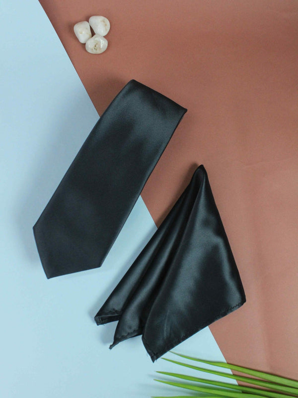 Dark Grey Necktie & Pocket Square - TOSSIDO