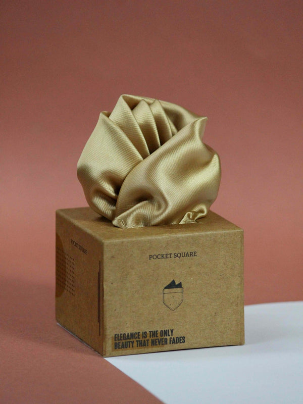 Gold Solid Pocket Square - TOSSIDO
