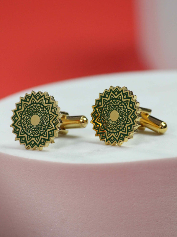 Green Abstract Cufflinks - TOSSIDO