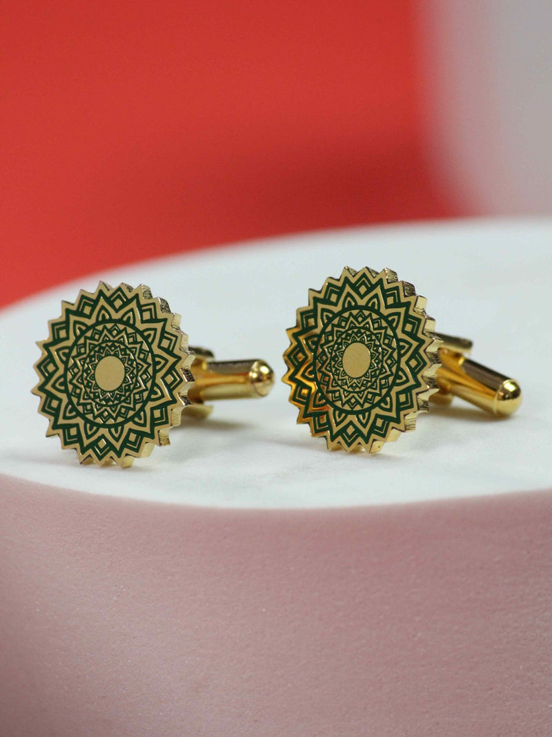 Green Abstract Cufflinks - TOSSIDO