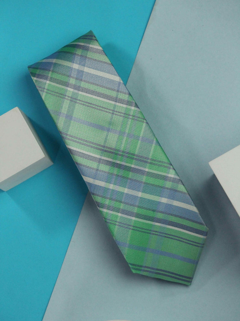 Green Check Handmade Silk Necktie - TOSSIDO