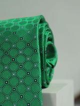 Green Geometric Handmade Silk Necktie - TOSSIDO