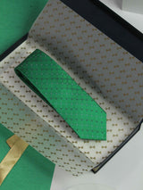 Green Geometric Handmade Silk Necktie - TOSSIDO