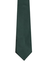 Green solid necktie in woven microfiber, tied view
