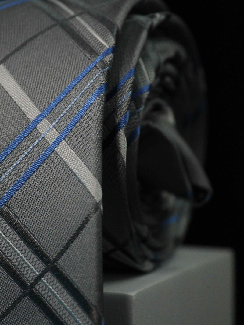 Grey Check Handmade Silk Necktie - TOSSIDO